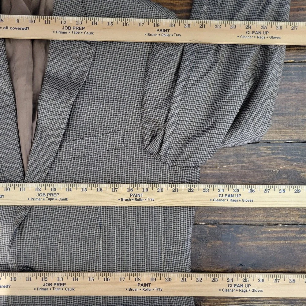 Lauren Ralph Lauren Men's Sport Coat Blazer Brown Houndstooth Silk Wool Size 44L